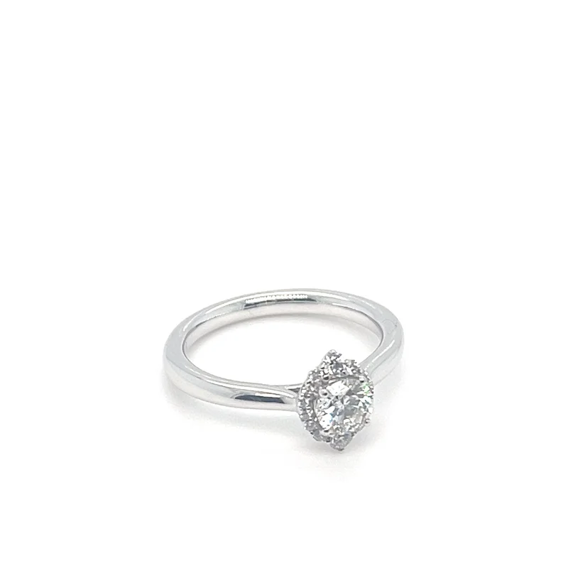 0.41CT BR I-SI1 NCT/14KWG BR 0.16CTW DIA PLAIN SHANK HALO BR SHAPED ENG. RING