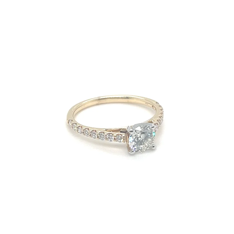 0.70CT BR I SI2 NCT/ 14KYG BR 0.30CT DIA PRONG SET ENG RING