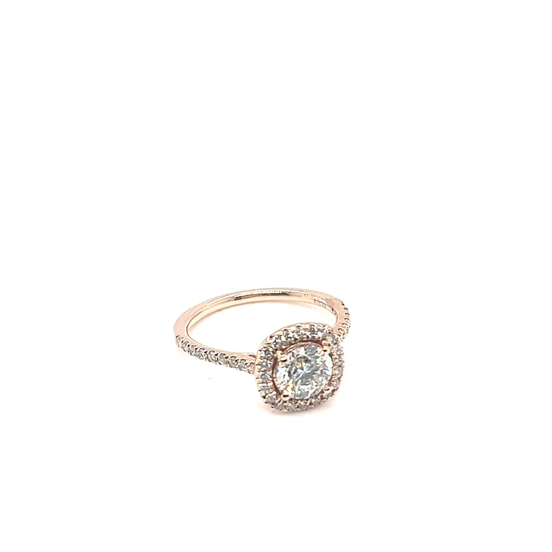 1.01CT BR H-SI2 14KRG BR 0.35CT DIA CUSHION HALO ENG RING