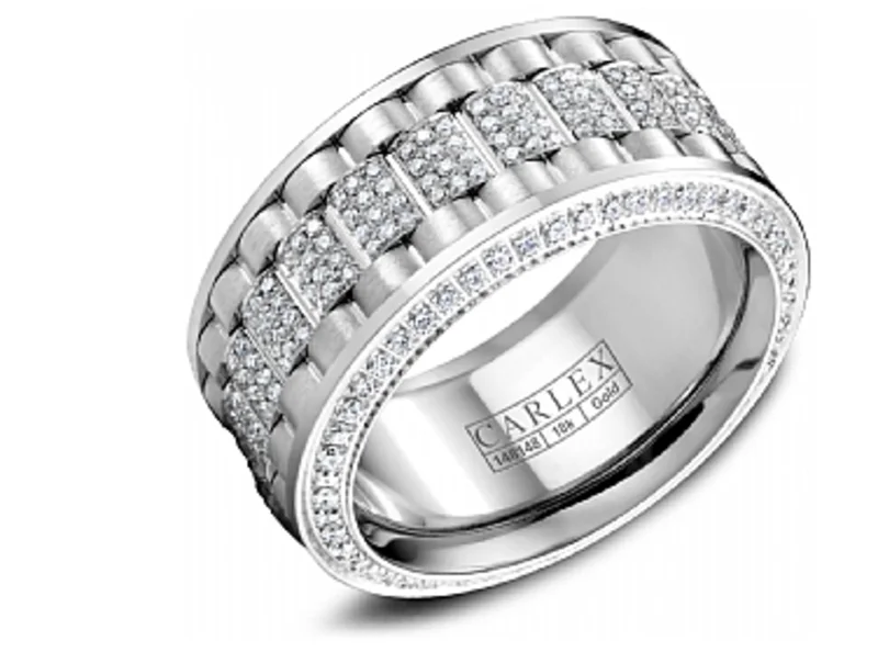 14K WHITE GOLD 1.28CT BR DIA 11MM MENS DIAMOND BAND FINGER SIZE 11