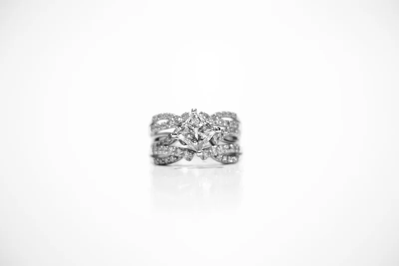 14K WHITE GOLD 1.32CT PR E SI2 GSI#14355217701/DISC/ 1.00CTW DIAMOND WEDDING SET  C-Y