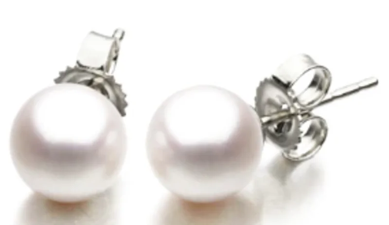 14K WHITE GOLD 6.50-7MM FRESHWATER PEARL STUD EARRINGS