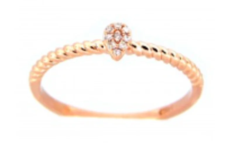 14KRG 0.03CTW BR DIA PS PAVE CNTR W BRAIDED SHANK RING