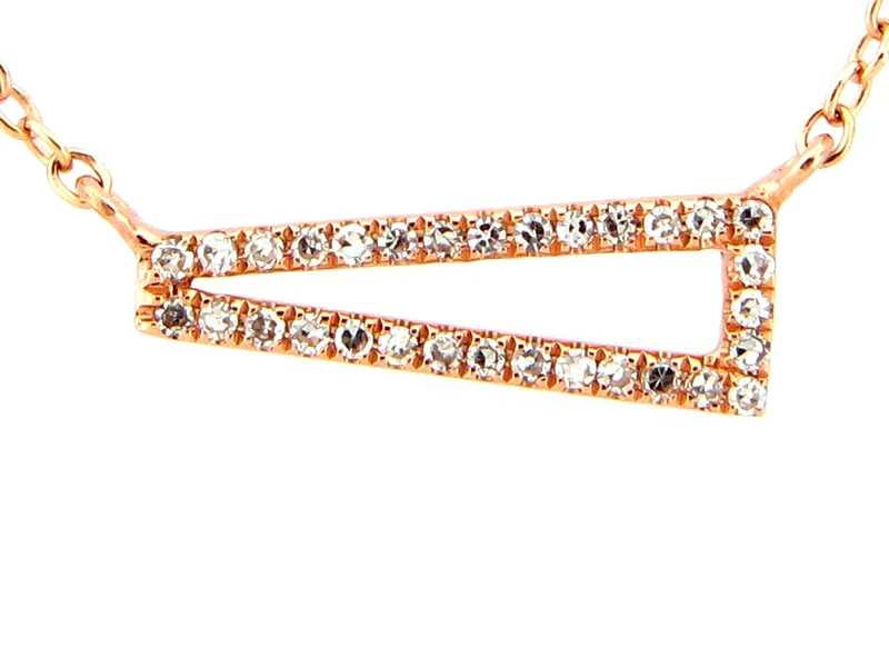 14KRG 0.07CTW BR DIA TRAPEZOID PENDANT