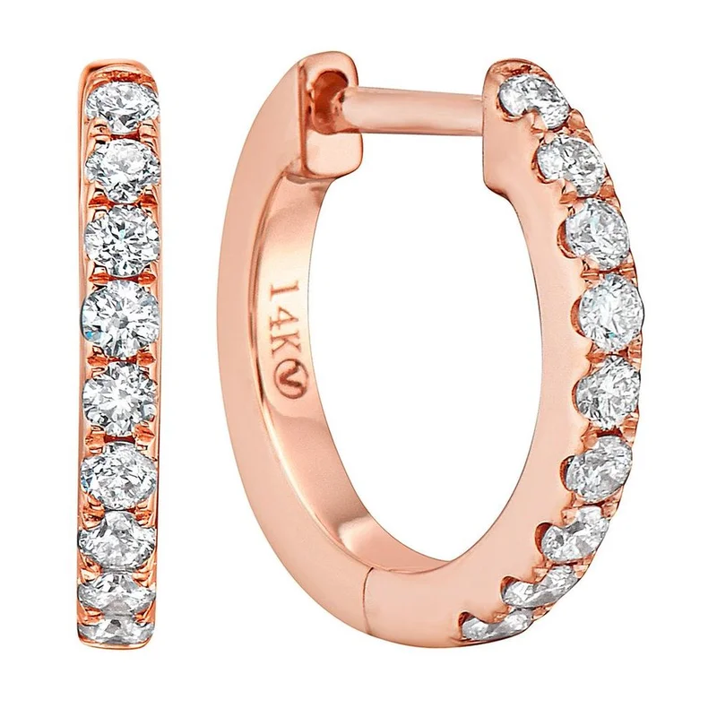 14KRG 0.29CTW BR DIA HUGGIE HOOP EARRINGS