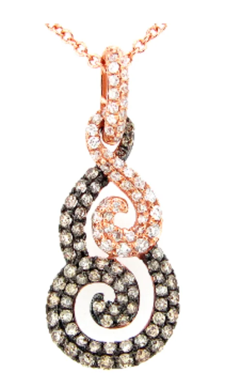 14KRG 0.45CTW BR BRWN AND WHT DIA SWIRL NECKLACE