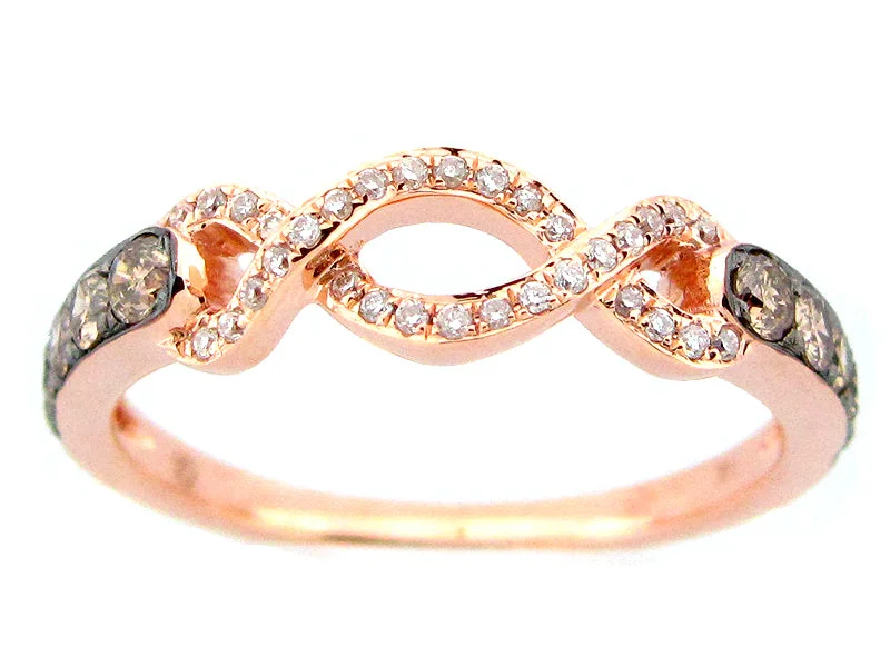 14KRG 0.465CTW BR AND BRWN DIA OPEN TWIST FASHION RING