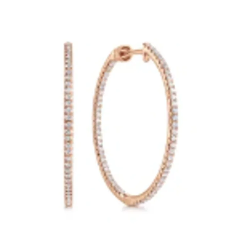 14KRG 0.76CTW BR FRENCH PAVE INSIDE OUT DIA HOOP EARRINGS SERIAL# S1151084