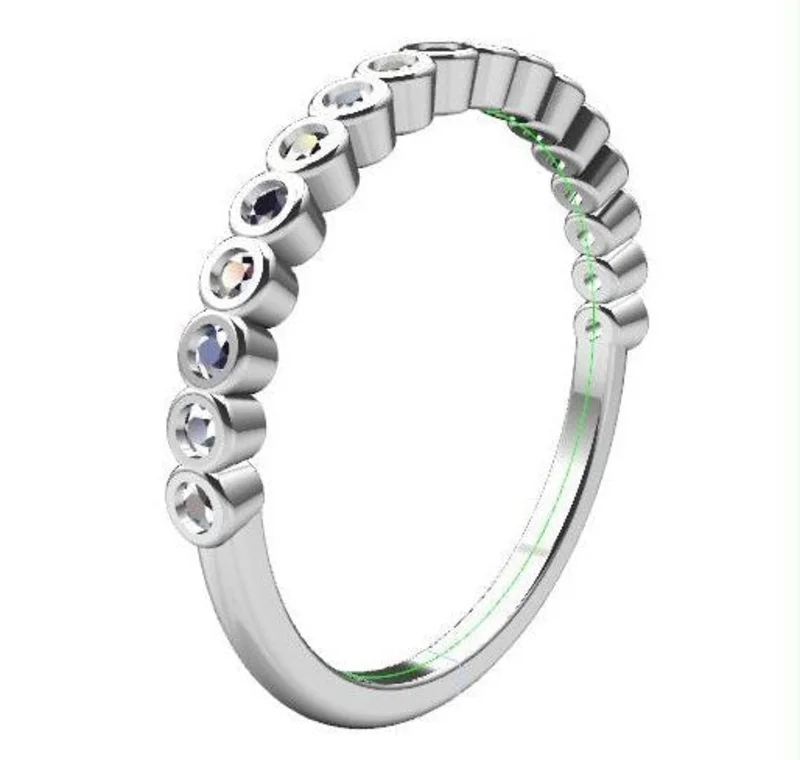 14KRG BR 0.19CTW DIA BEZEL SET HALF WAY BAND.