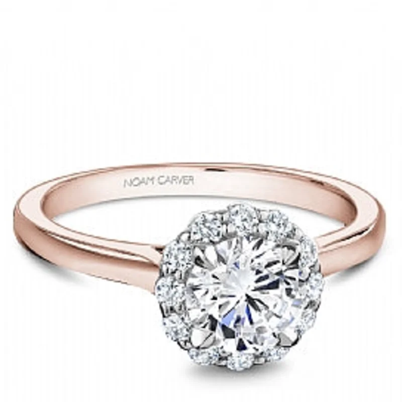14KRG BR 0.26CTW DIA ROUND HALO & PLAIN SHANK ENG RING.  1 CT CENTER  12=0.26