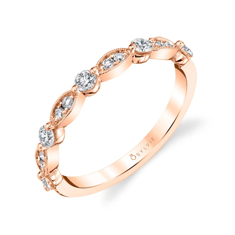 14KRG BR 0.35CTW DIA MILIGRAIN STACKABLE BAND.