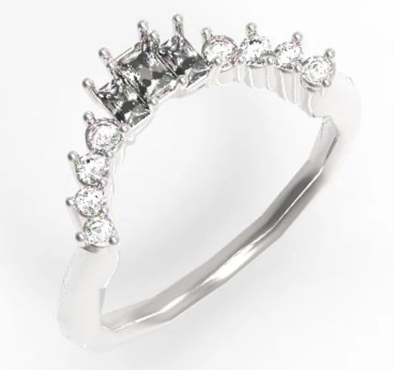 14KRG BR & BG 0.32CTW DIA DEEP CURVED BAND.