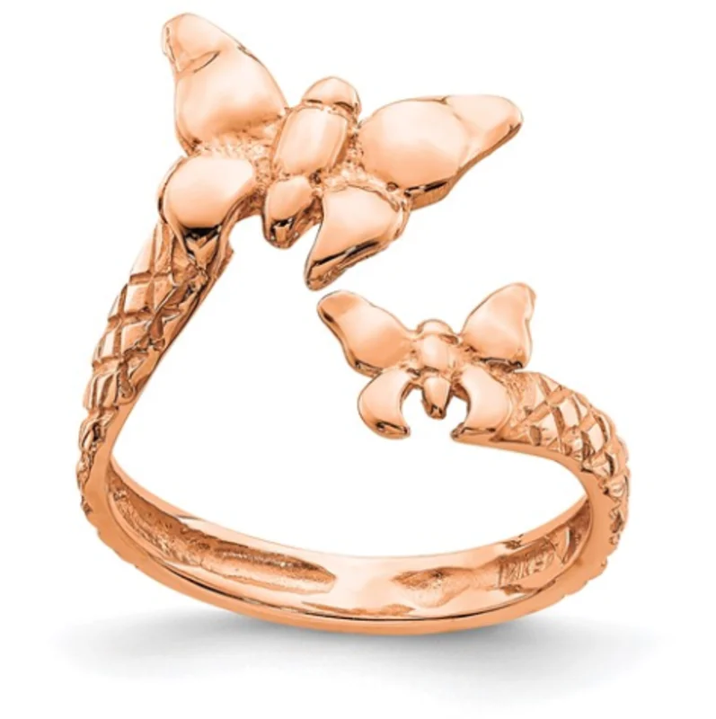 14KRG POLISHED AND TEXTURED BUTTERFLY RING