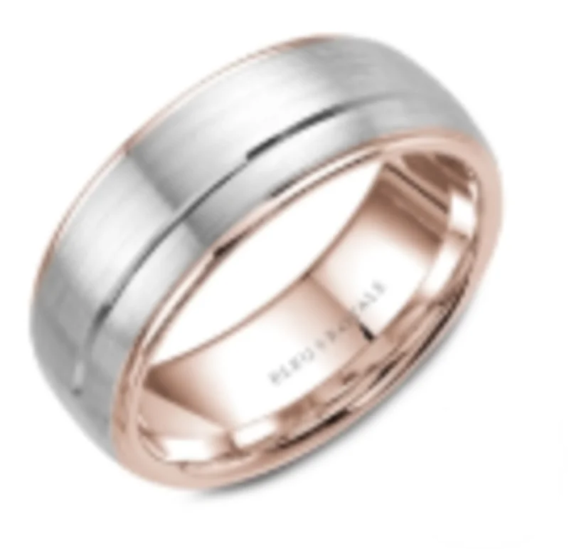 14KW/RG SANDPAPER TOP AND HIGH POLISH EDGES MENS BAND