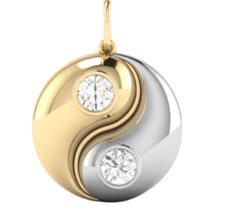 14KW/YG 1.00CTW BR LAB DIA BEZEL SET YIN & YANG PENDANT