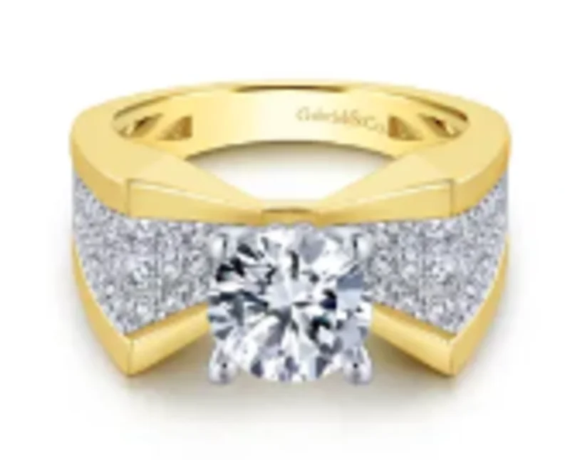 14KW&YG BR 0.55CTW DIA BOW ENG RING.  SERIAL S#1074500   HEAD SIZE 7.4