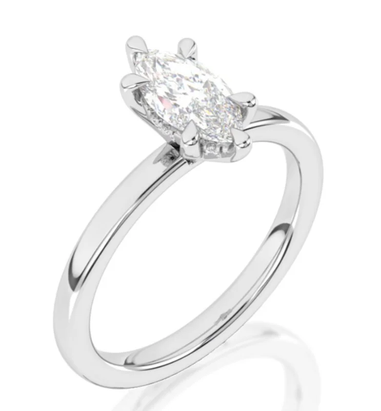14KWG 0.04CTW BR DIA MQ UNDER HALO SOLITAIRE SHANK ENG RING