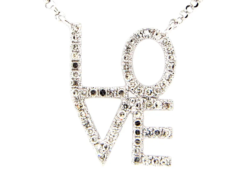 14KWG 0.15CTW BR DIA LOVE PENDANT