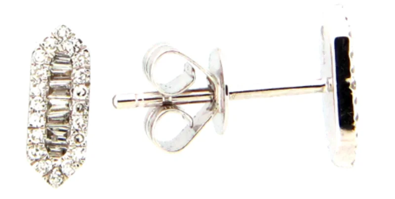 14KWG 0.17CTW BR AND BAG HEXAGON EARRINGS