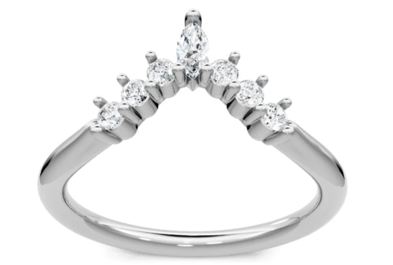 14KWG 0.20CTW BR AND MQ TIARA CURVED WEDDING BAND