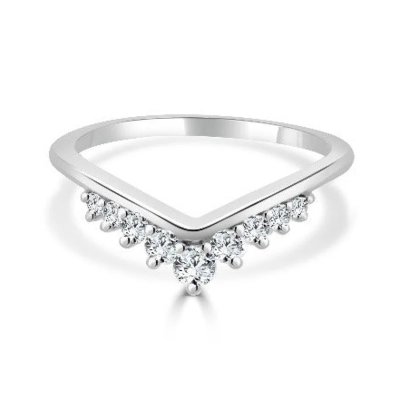 14KWG 0.20CTW BR DIA TIARA CURVE WEDDING BAND