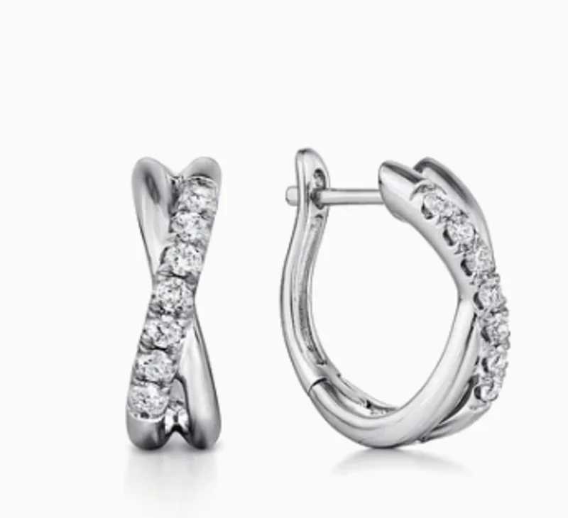14KWG 0.21CTW BR DIA TWIST HOOP EARRINGS SERIAL#S1980198 C-Y