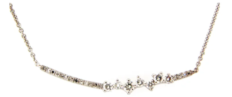 14KWG 0.22CTW BR DIA CURVED BAR NECKLACE