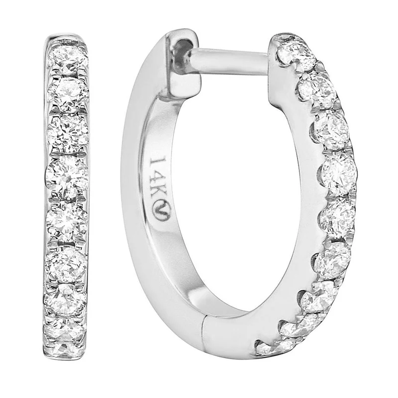 14KWG 0.22CTW BR DIA HUGGIE HOOP EARRINGS