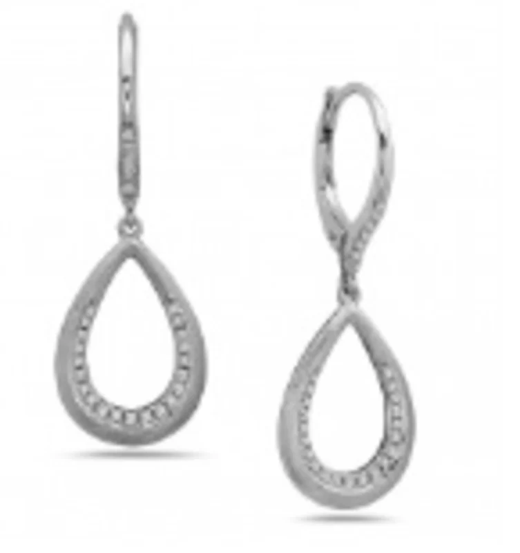 14KWG 0.23CTW BR DIA TEAR DROP SATIN FINISH EARRINGS