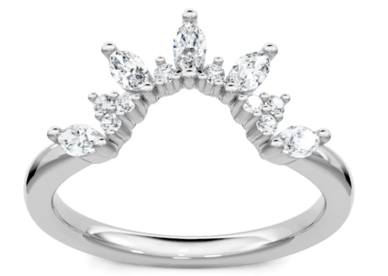 14KWG 0.30CTW BR AND MQ CROWN CURVE WEDDING BAND