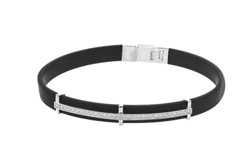 14KWG 0.33CTW BR DIA BLK RUBBER BAND WITH DIA BAR  SN; 664856