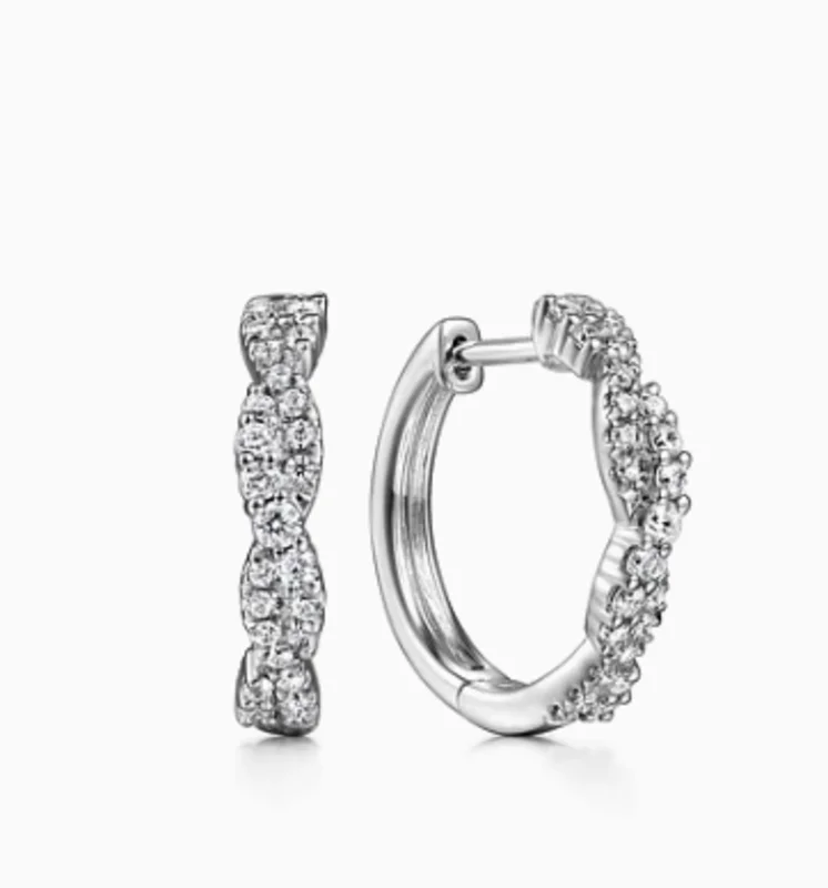 14KWG 0.36CTW BR DIA TWIST HUGGIE HOOP EARRINGS SERIAL#S1975500 C-Y