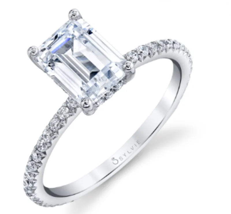 14KWG 0.37CTW BR EMERALD ENG. RING