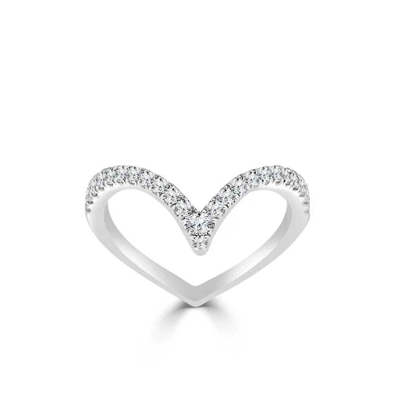 14KWG 0.38CTW BR DIA V SHAPE CURVED BAND SIZE 6