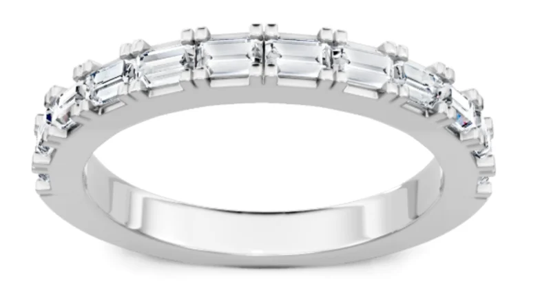 14KWG 0.40CTW BAGUETTE DIA PRONG SET WEDDING BAND