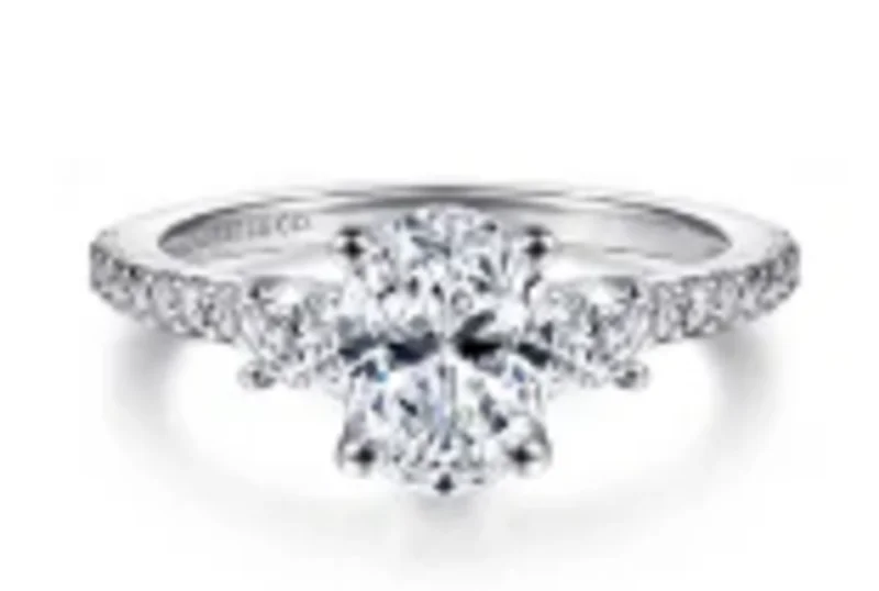 14KWG 0.47CTW BR DIA 3 STONE HIDDEN DIA CATHEDRAL ENG RING  HEAD SIZE: 2CT OV   SN: S1407594