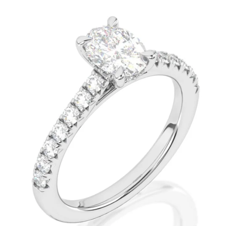 14KWG 0.49CTW BR DIA OV UNDER HALO AND CATHEDRAL HALFWAY DIA SHANK ENG RING