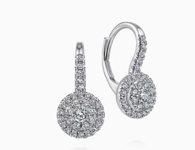 14KWG 0.50CTW BR DIA DBL HALO CLUSTER DROP EARRINGS  SERIAL#S1913916  C-Y