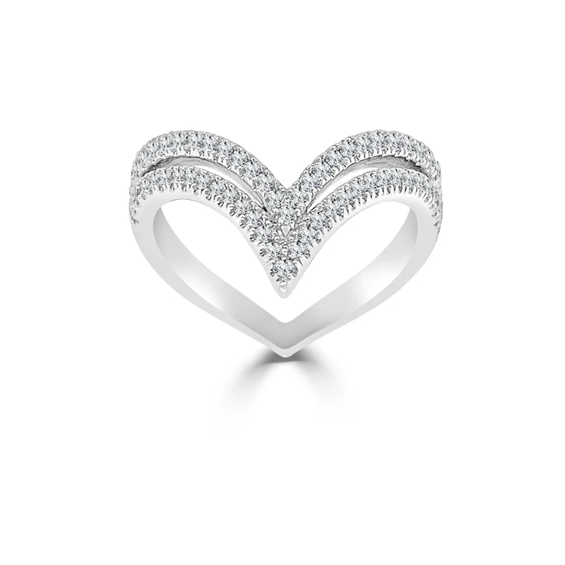 14KWG 0.50CTW BR DIA DOUBLE V SHAPE CURVED BAND