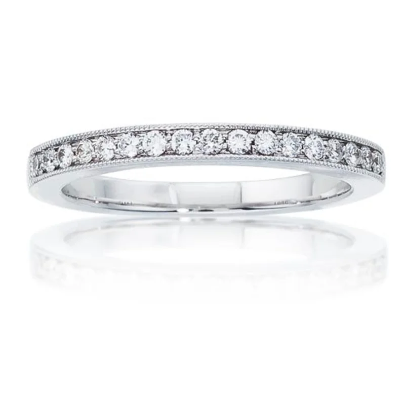 14KWG 0.50CTW BR DIA MILGRAIN PAVE BAND SIZE 6 15 BR STONES