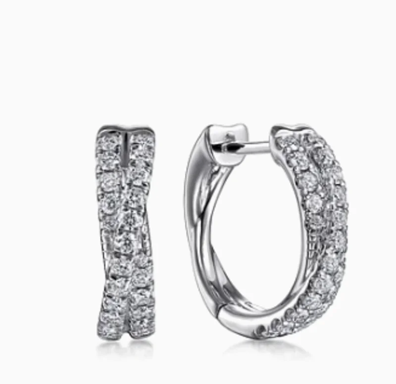 14KWG 0.52CTW BR DIA CRISSCORSS HUGGIE HOOP EARRINGS  SERIAL#S1603524