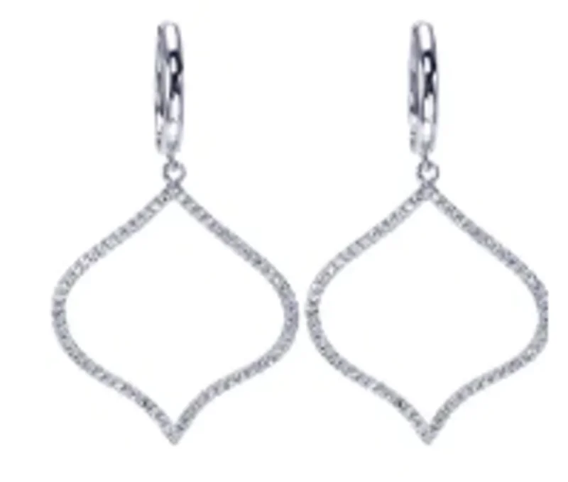 14KWG 0.52CTW BR DIA OPEN SPADE SHAPED DANGLE EARRING