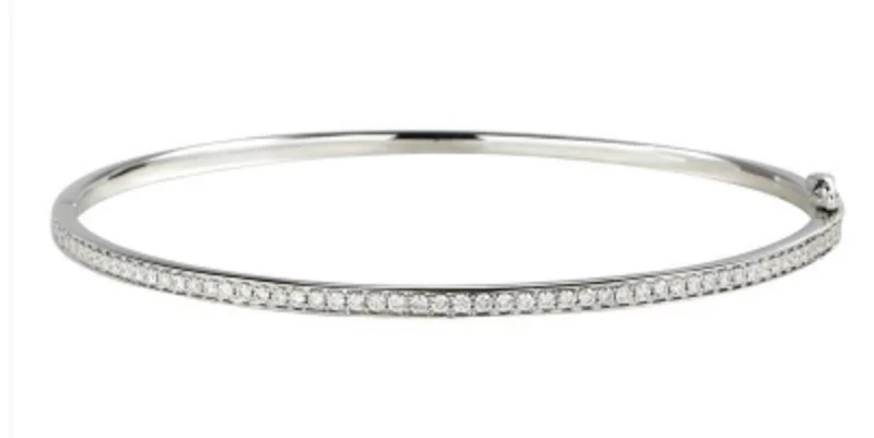 14KWG 0.53CTW BR DIA BEAD SET CHANNEL BANGLE BRACELET