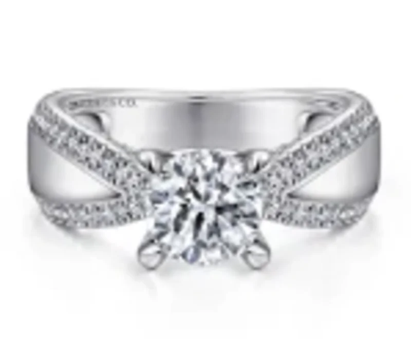 14KWG 0.53CTW BR DIA CATHEDRAL WIDE BAND WITH DIA EDGES  HEAD SIZE: 6.5MM  SN:S1407588