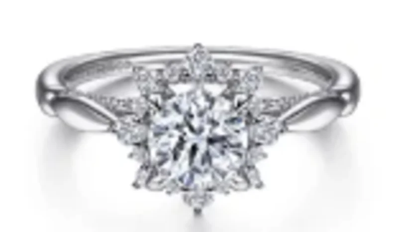 14KWG 0.54CTW BR DIA EM FLOWER HALO W DIA BRIDGE ENG RING     SERIAL#S1785038