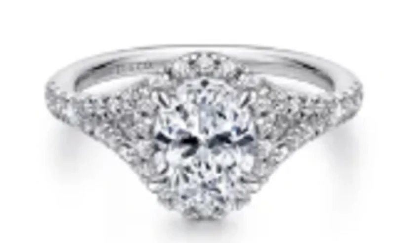 14KWG 0.59CTW BR DIA HALO SPLIT SHANK CATHEDRAL DIA ENG RING  HEAD SIZE: 2.14CT OV   SN: S1407623