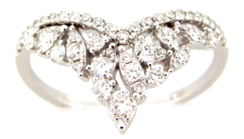 14KWG 0.59CTW BR DIA V CURVE CROWN RING