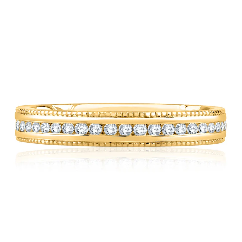 14KWG 0.66CTW BR CHANNEL SET AND MILGRAIN WOMENS BAND SIZE 5.5