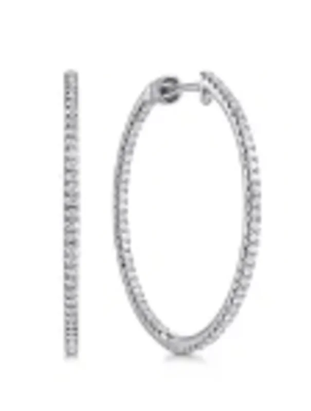 14KWG 0.74CTW BR DIA FRENCH PAVE 30MM INSIDE/OUT HOOP    SN: S1407645