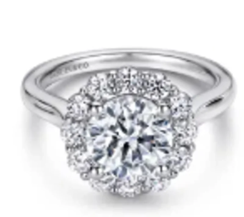14KWG 0.74CTW BR DIA HALO FLOWER ENG RING  HEAD SIZE: 8MM  SN: S1407591